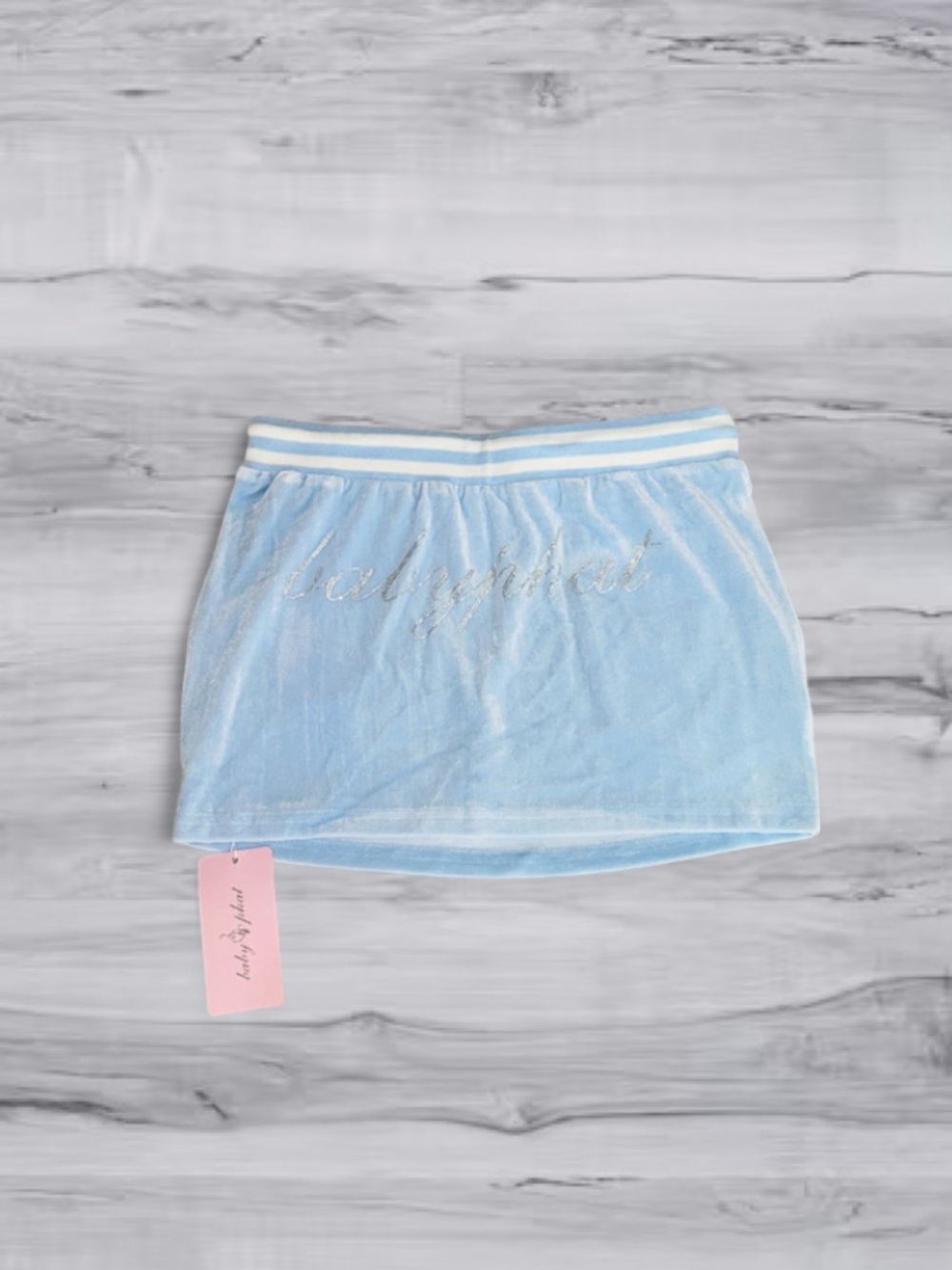 ππ Baby Phat Y2K Sky Blue Velour Skirt Small NWT - Picture 6 of 12
